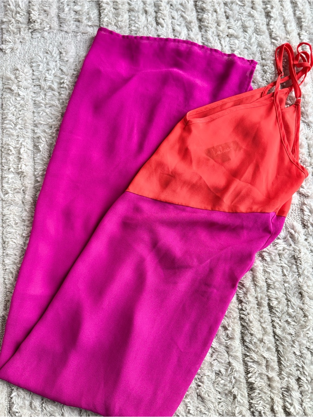 Lulu's Colorblock cover-up in Hot Pink and Coral Orange